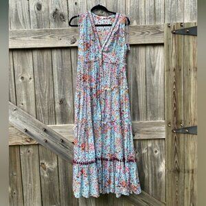 Poupette St. Barth Blue Floral Maxi Dress